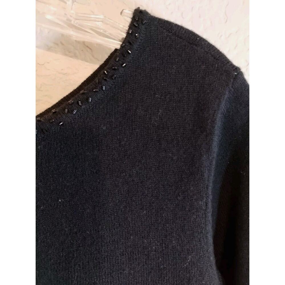 J. Jill Beaded Boat-neck Black Tunic SOFT Wool Blend Long Sleeve Sweater Sm EUC